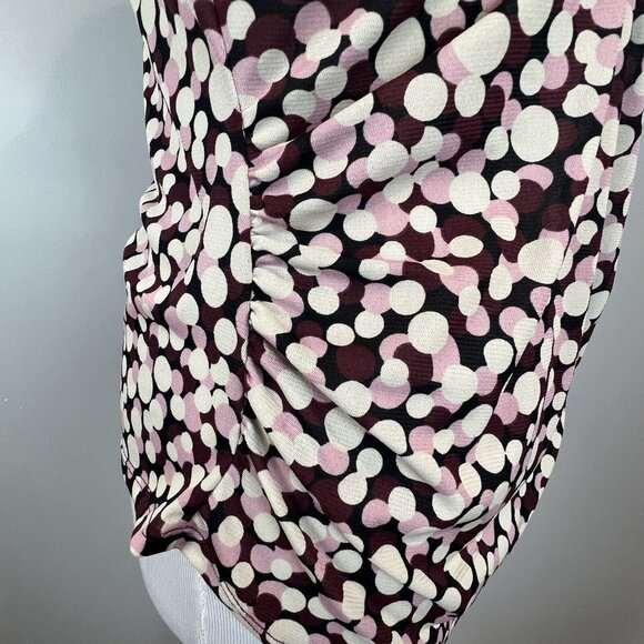 Nine West Y2K Purple Polka Dot Blouse Gathered Bodice Size Large - Picture 7 of 14